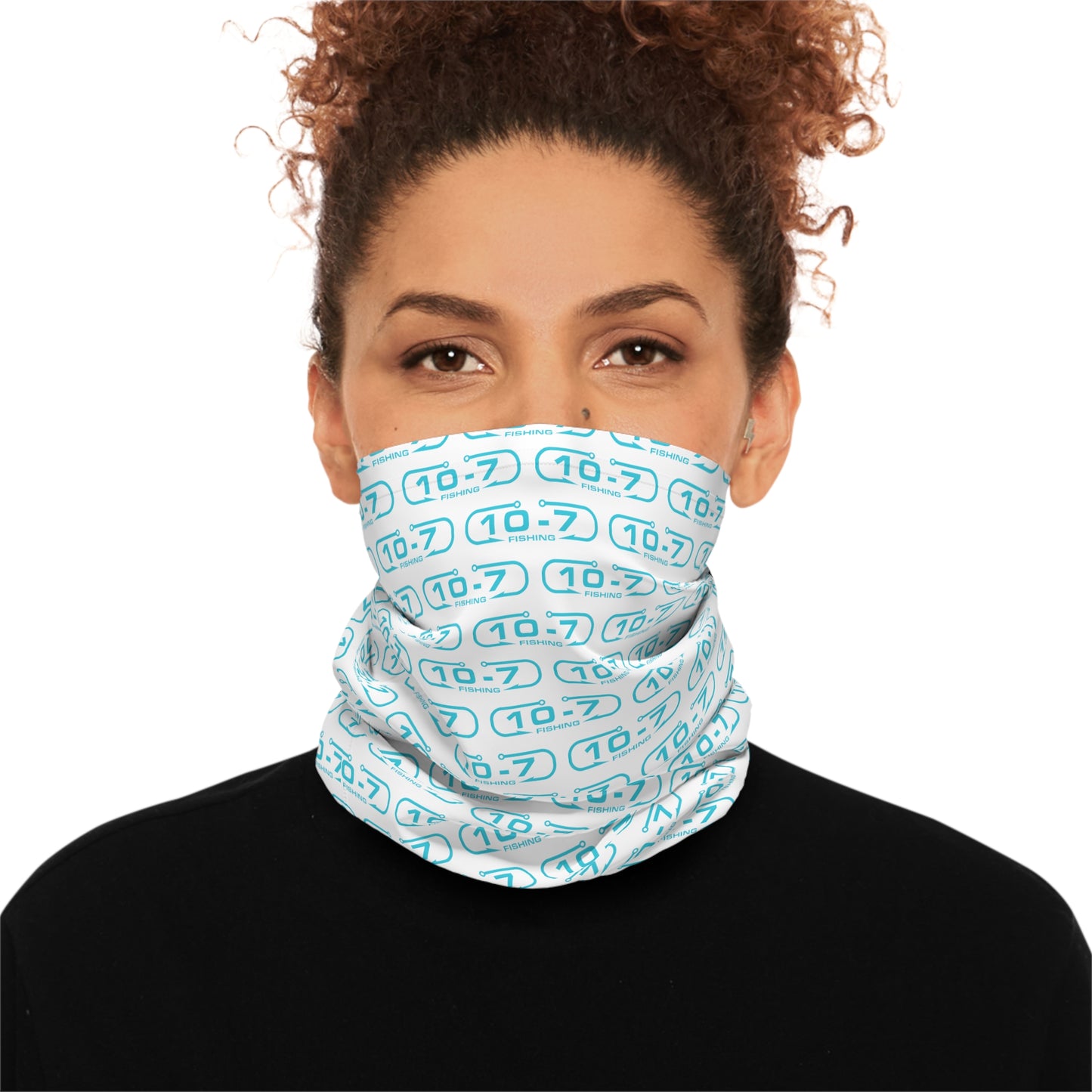 White with teal logo Lightweight Neck Gaiter