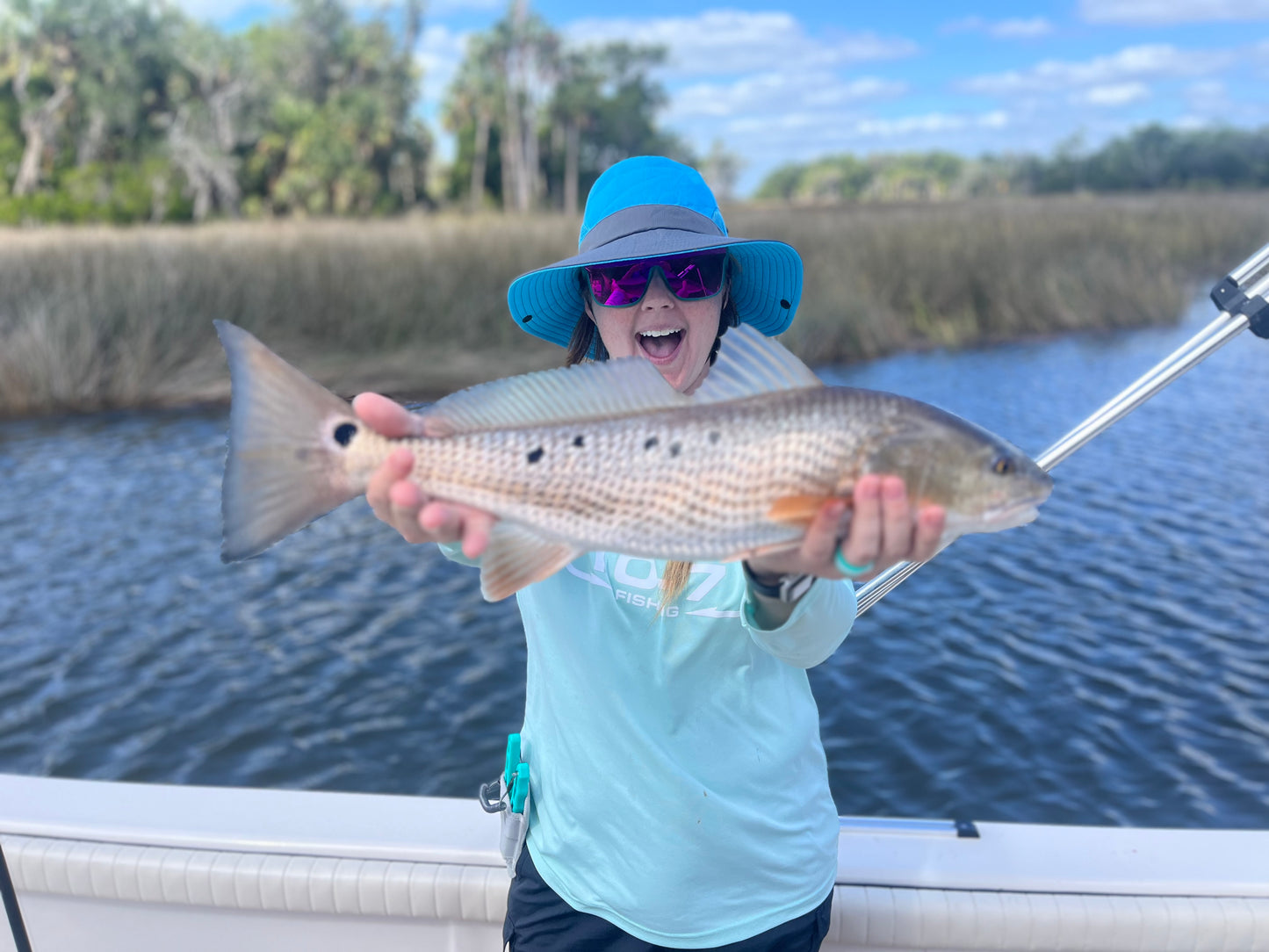 Pastel mint green woman's fishing shirt