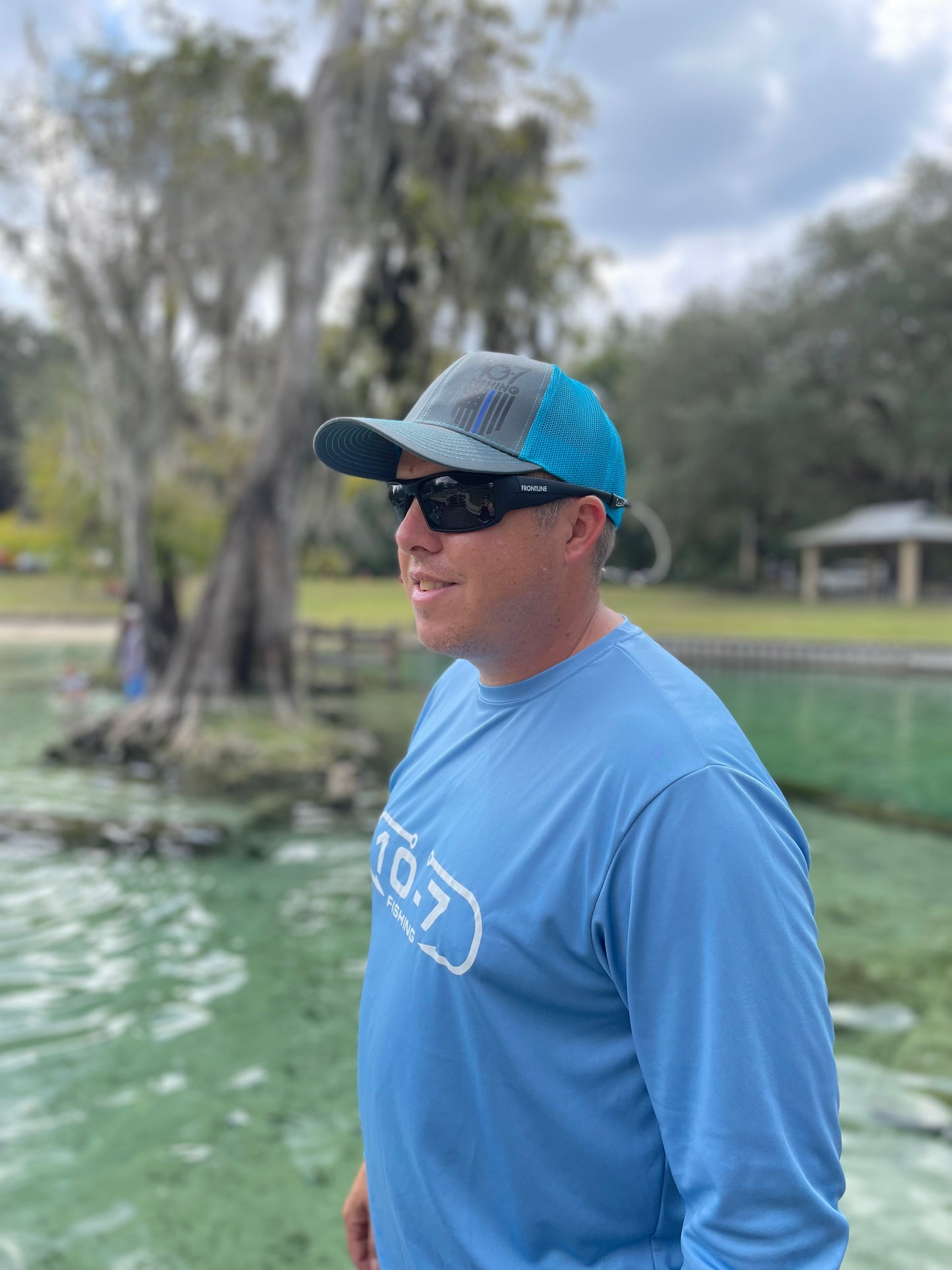 Light blue men's fishing shirt