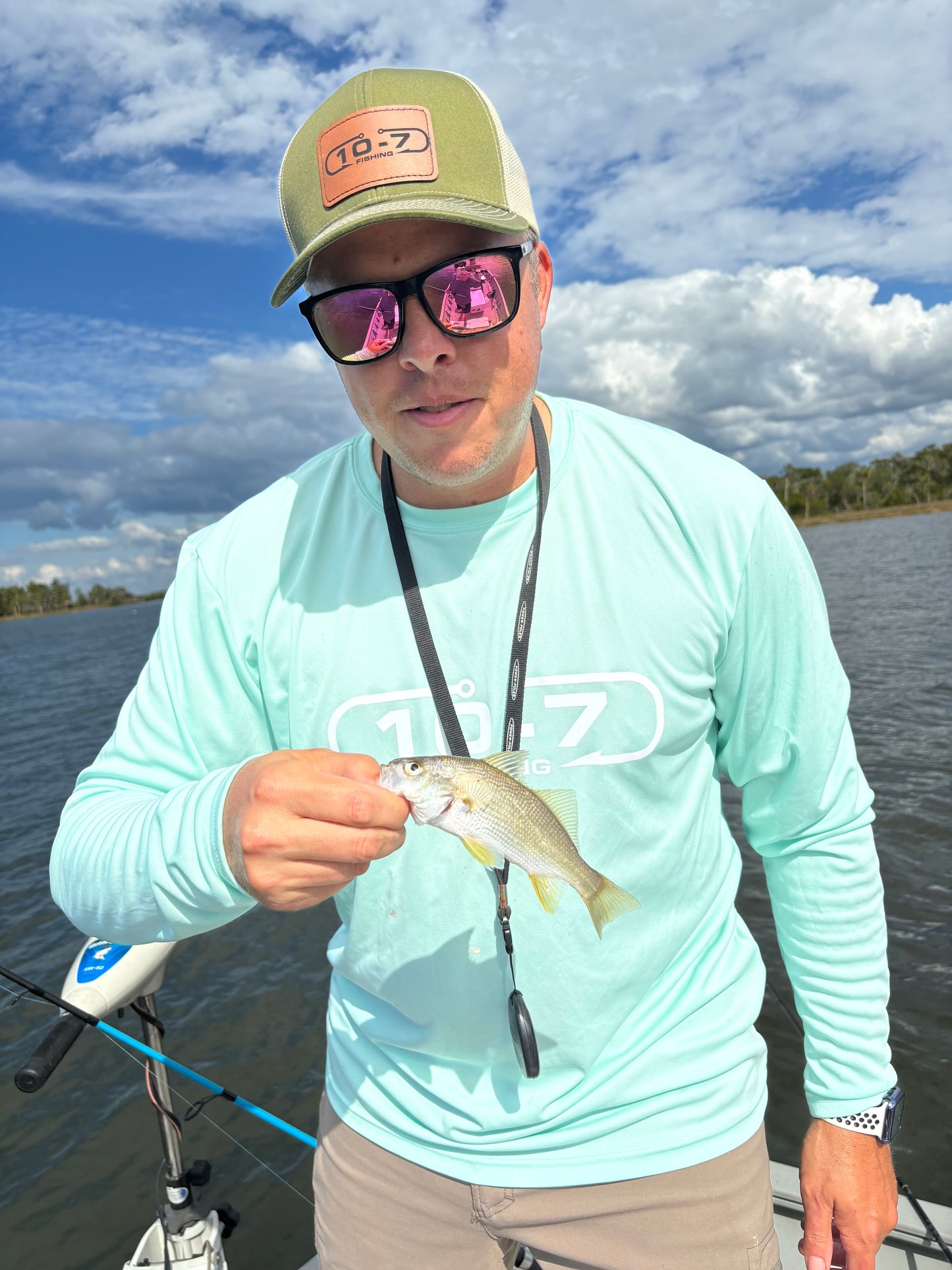 Mint green men's fishing shirt